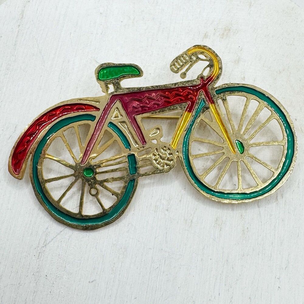 Vintage Bicycle Pin Colorful Enamel Road Bike